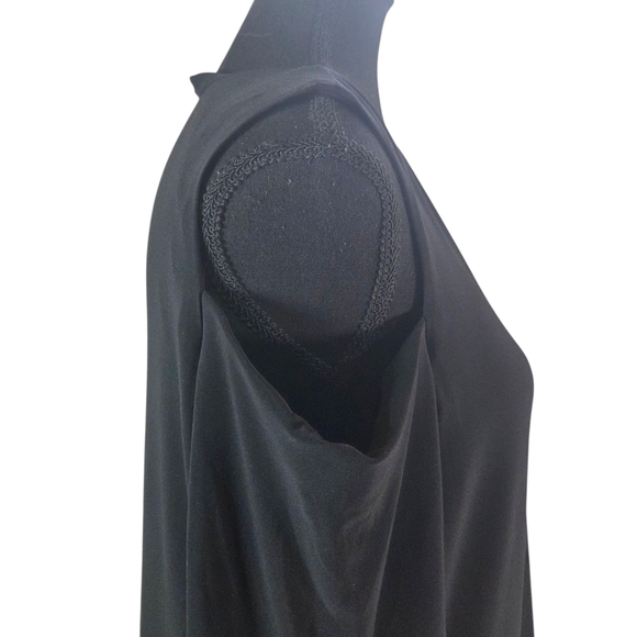 Ralph Lauren Black Cold Shoulder Midi Dress With Bell Sleeves Size XL - Picture 4 of 7